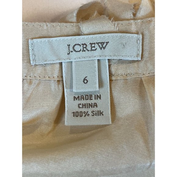 J. Crew Womens Snap Front Tank Top Ruffle Neck Sleeveless 100% Silk Ivory Size 6 - Picture 5 of 5
